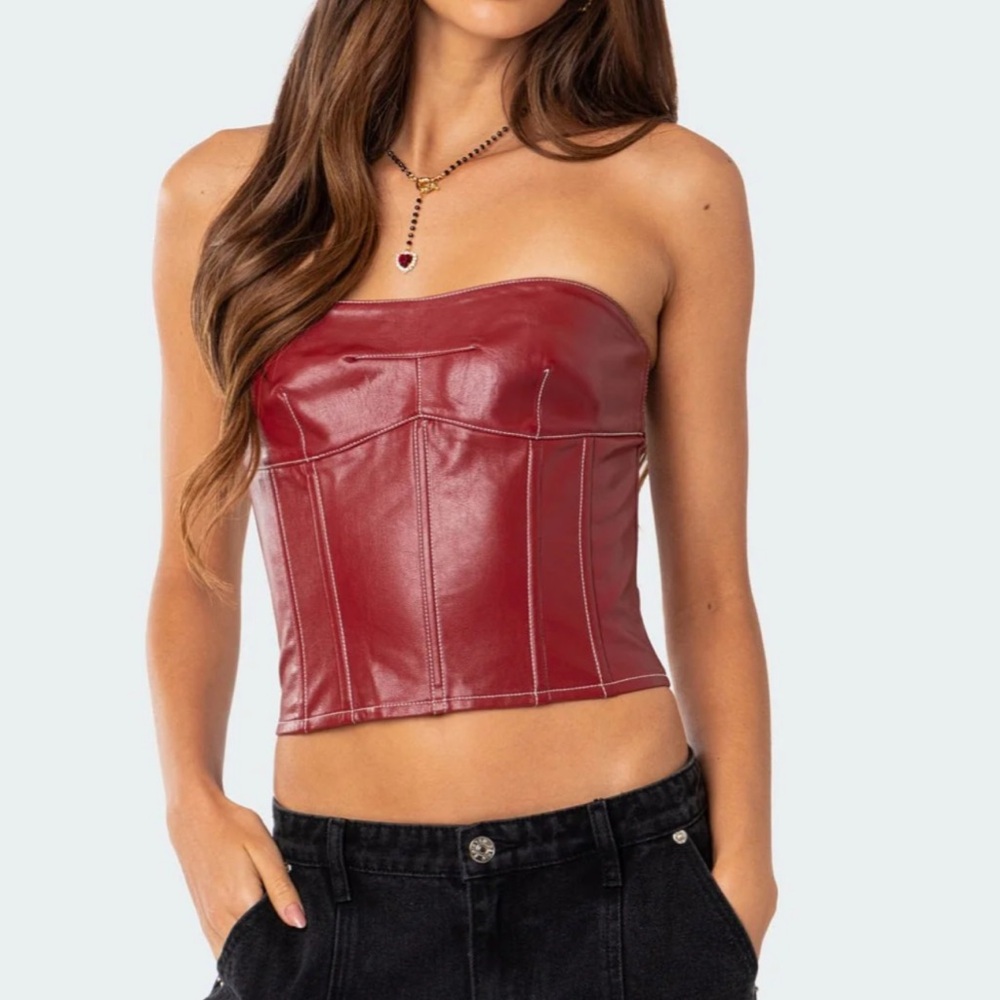 leather edikted strapless top